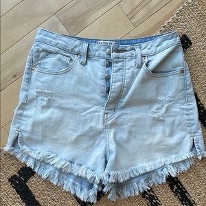 We The Free Blue High-Waisted Jean Shorts